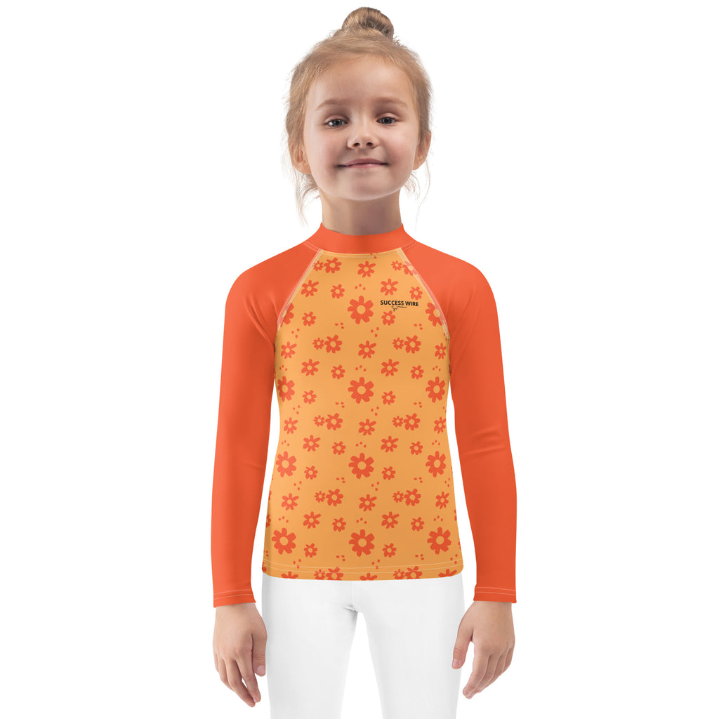SUCCESS WIRE Power Flower Orange Rose Rash Guard for Little Girls (2T-7)