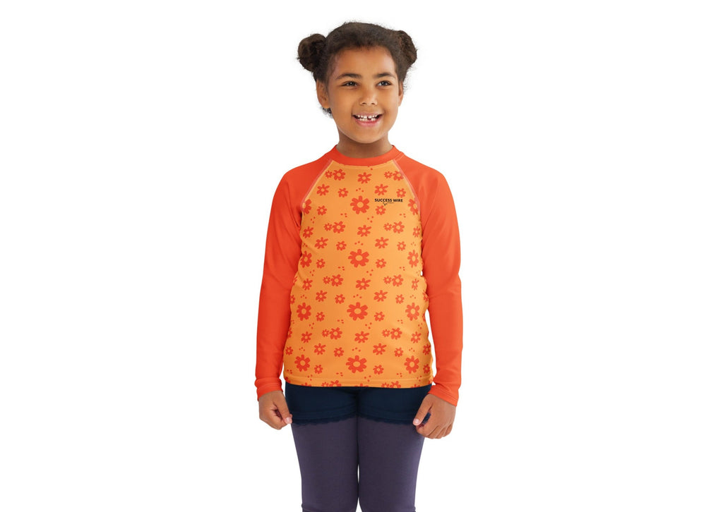 SUCCESS WIRE Power Flower Orange Rose Rash Guard for Little Girls (2T-7)