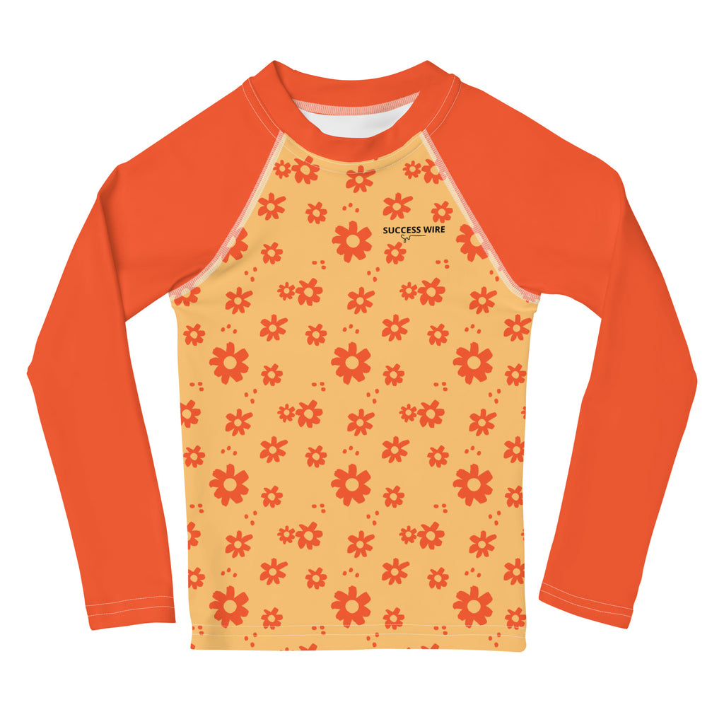 SUCCESS WIRE Power Flower Chardonnay Orange Rash Guard for Little Girls (2T-7)