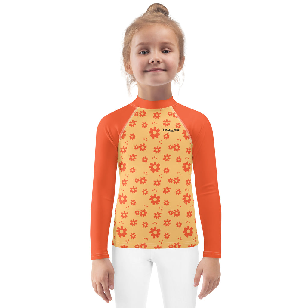 SUCCESS WIRE Power Flower Chardonnay Orange Rash Guard for Little Girls (2T-7)