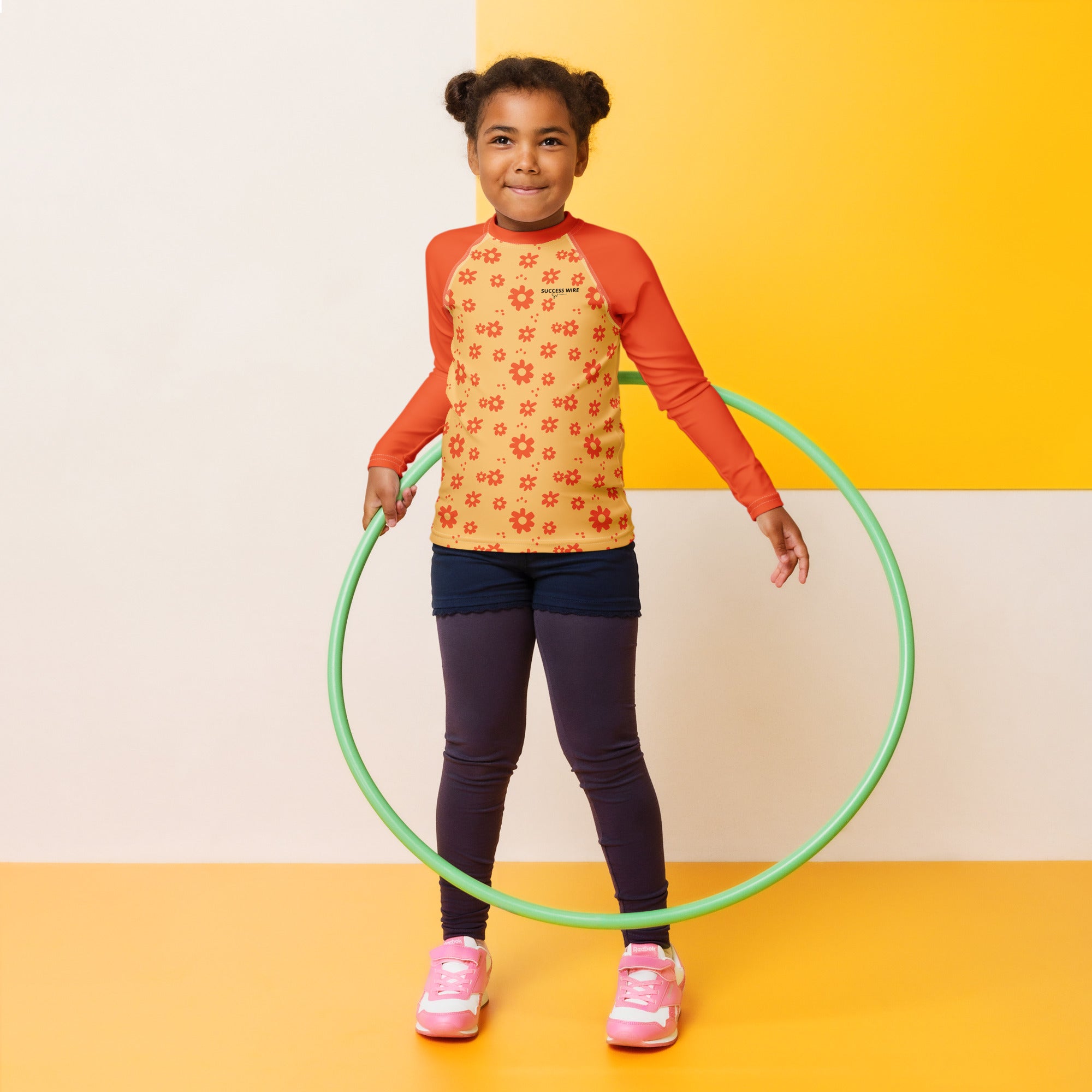SUCCESS WIRE Power Flower Chardonnay Orange Rash Guard for Little Girls (2T-7)