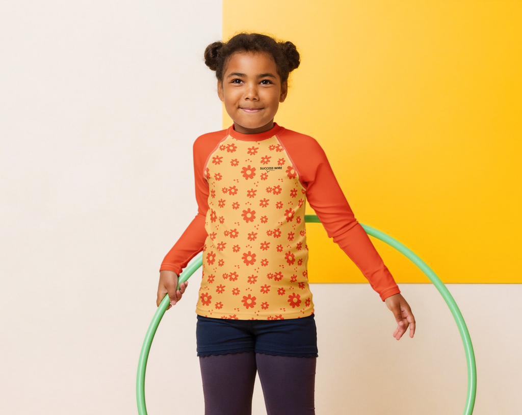 SUCCESS WIRE Power Flower Chardonnay Orange Rash Guard for Little Girls (2T-7)
