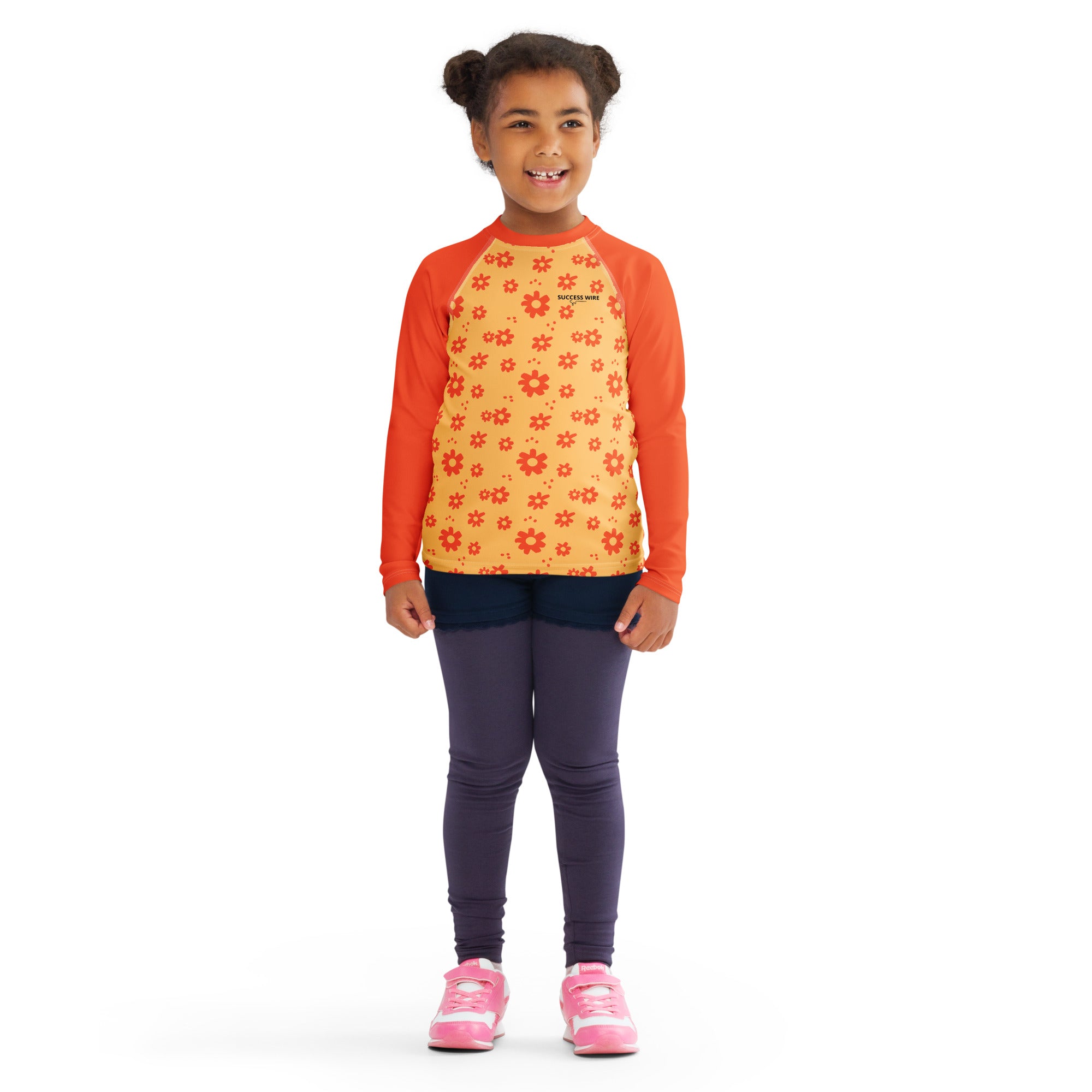 SUCCESS WIRE Power Flower Chardonnay Orange Rash Guard for Little Girls (2T-7)