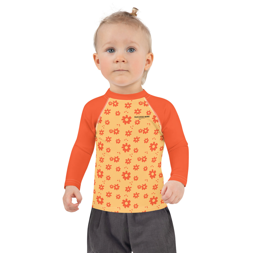 SUCCESS WIRE Power Flower Chardonnay Orange Rash Guard for Little Girls (2T-7)
