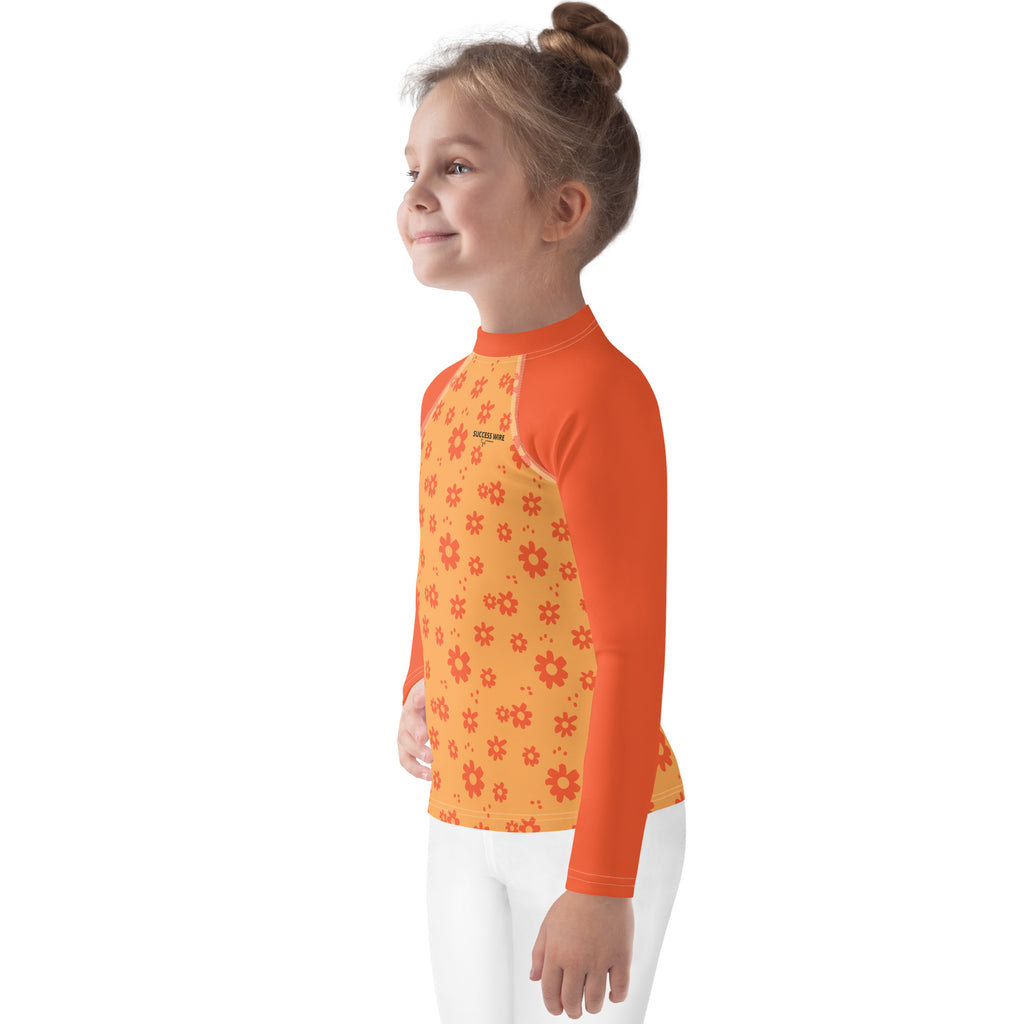 SUCCESS WIRE Power Flower Orange Rose Rash Guard for Little Girls (2T-7)
