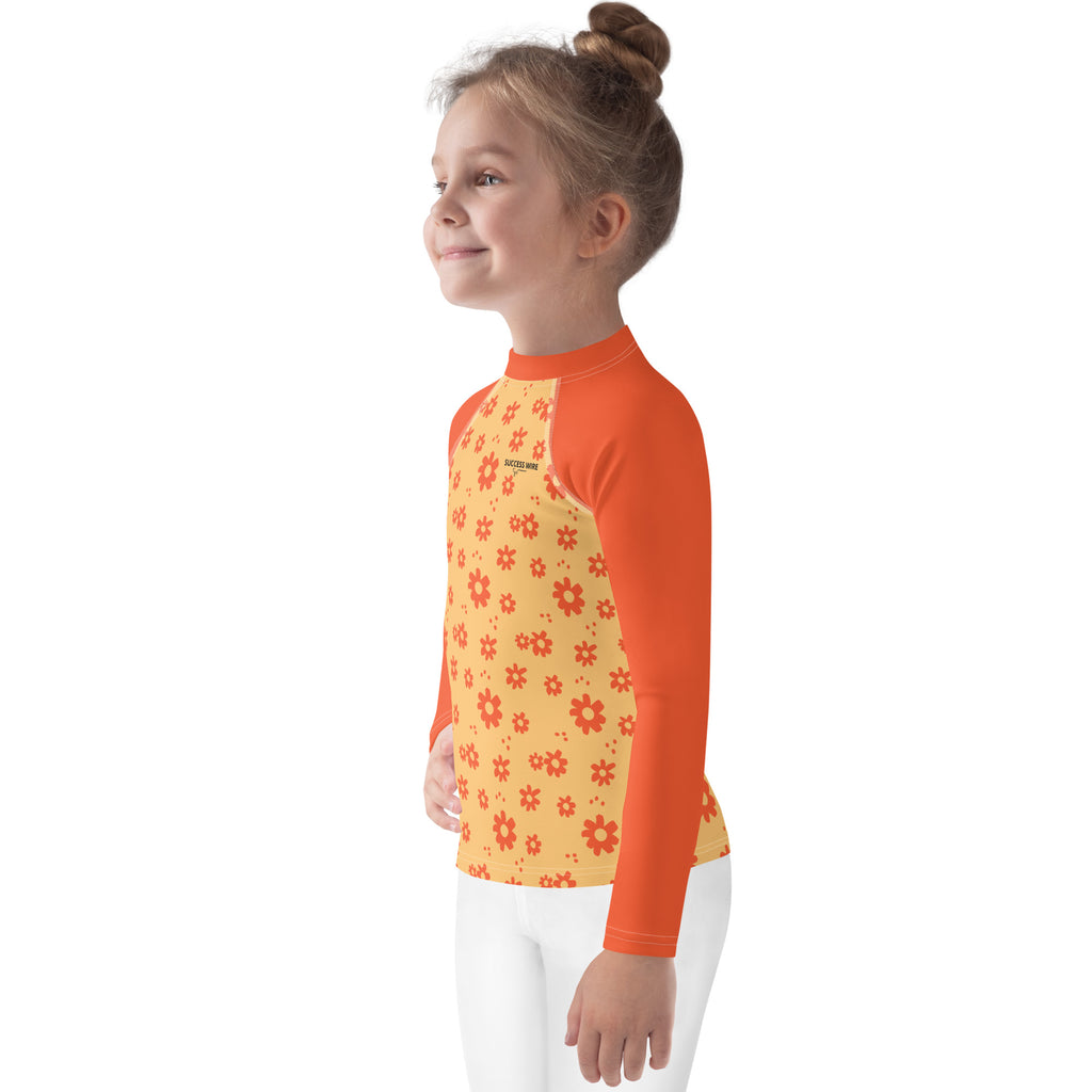 SUCCESS WIRE Power Flower Chardonnay Orange Rash Guard for Little Girls (2T-7)