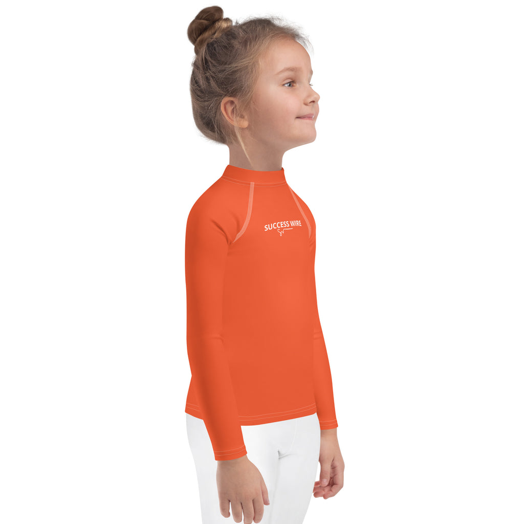 SUCCESS WIRE Outrageous Orange with White Logo Rash Guard for Little Girls (2T-7)