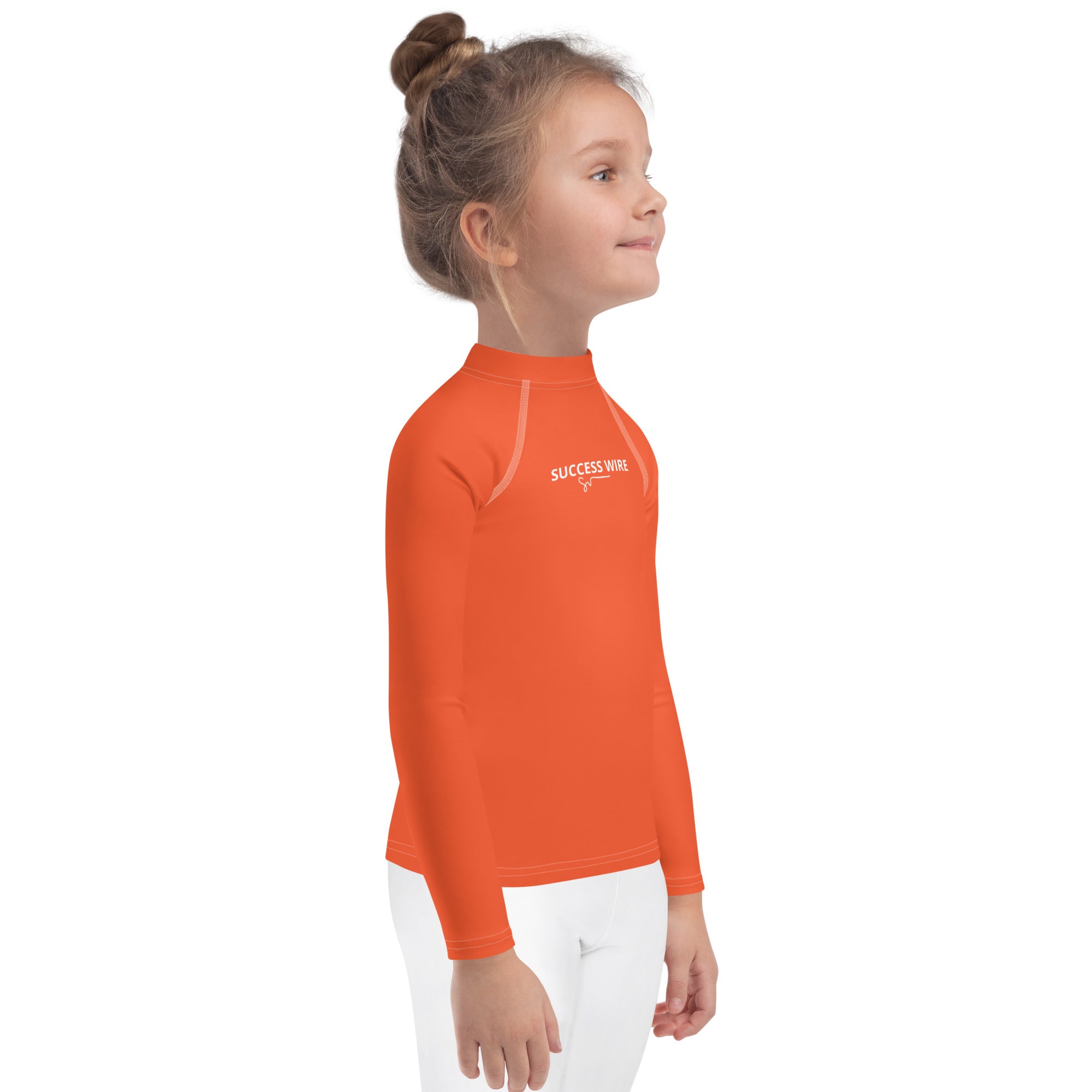 SUCCESS WIRE Outrageous Orange with White Logo Rash Guard for Little Girls (2T-7)