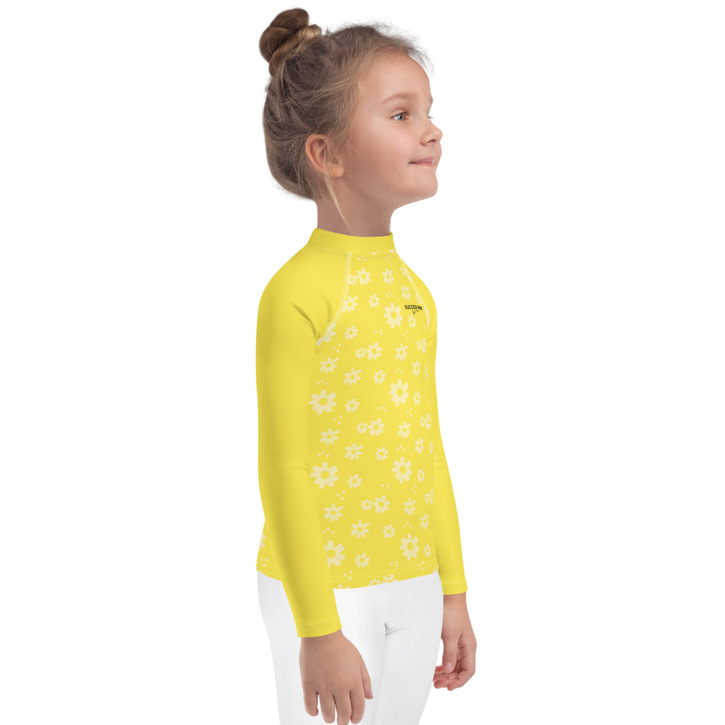 SUCCESS WIRE Power Flower Yellow Rash Guard for Little Girls (2T-7)