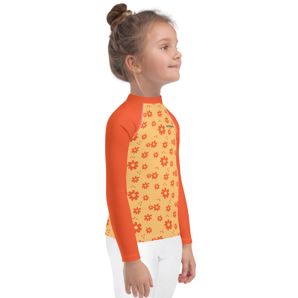 SUCCESS WIRE Power Flower Chardonnay Orange Rash Guard for Little Girls (2T-7)