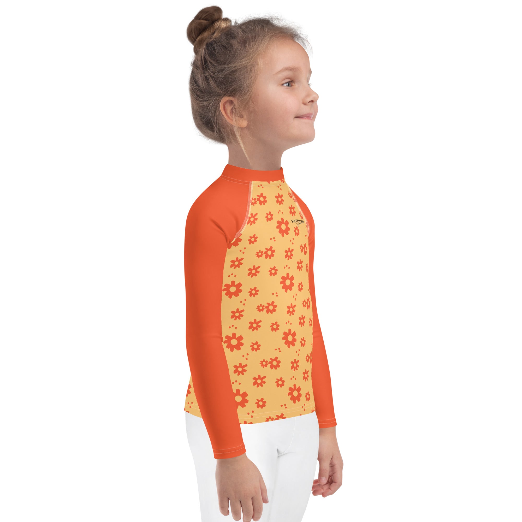 SUCCESS WIRE Power Flower Chardonnay Orange Rash Guard for Little Girls (2T-7)