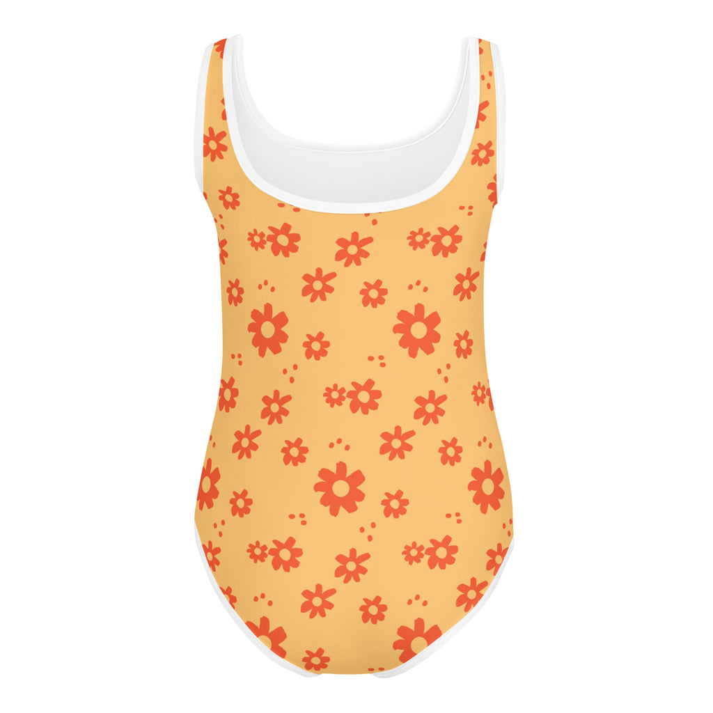 SUCCESS WIRE Power Flower Chardonnay Orange Swimsuit for Little Girls (2T-7)