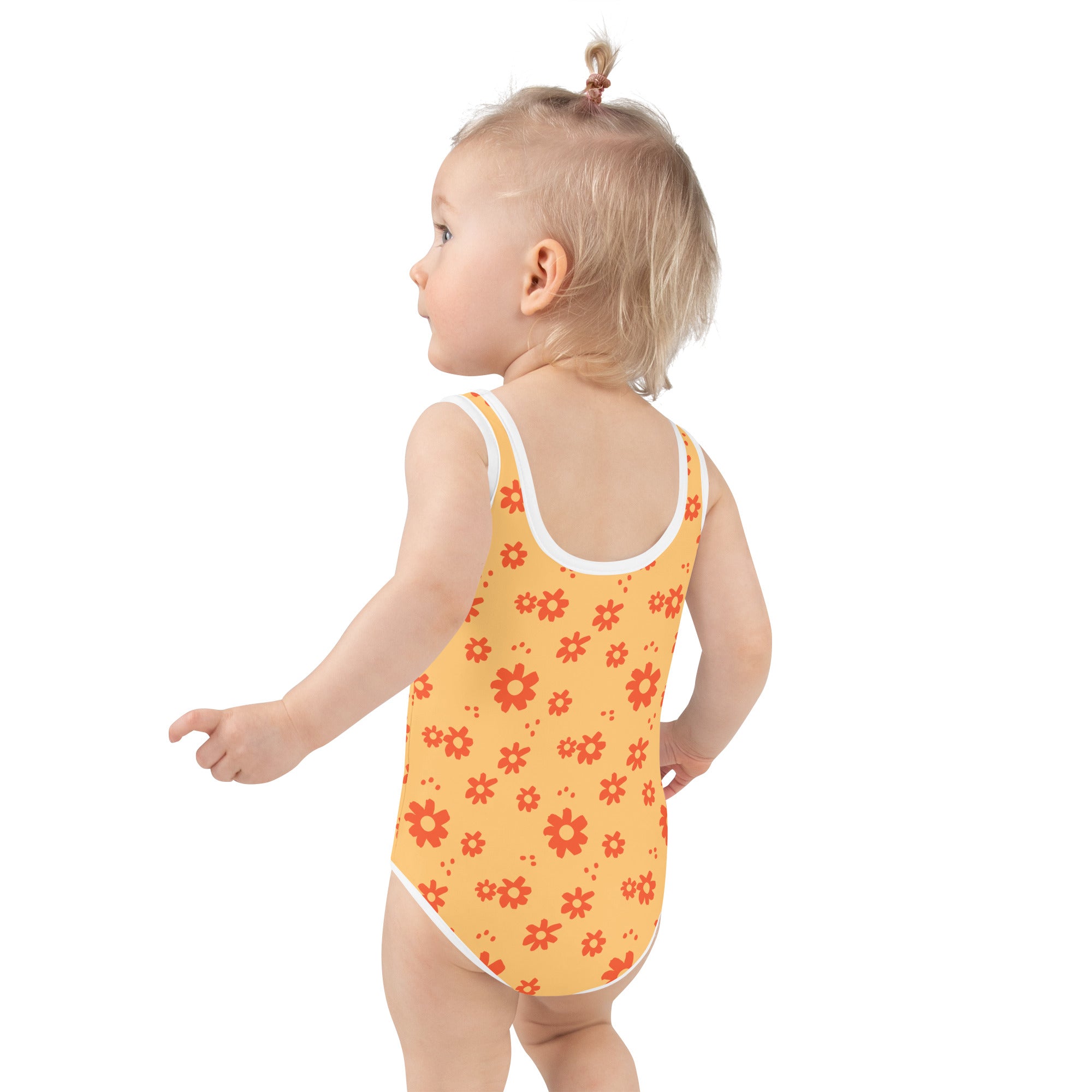 SUCCESS WIRE Power Flower Chardonnay Orange Swimsuit for Little Girls (2T-7)
