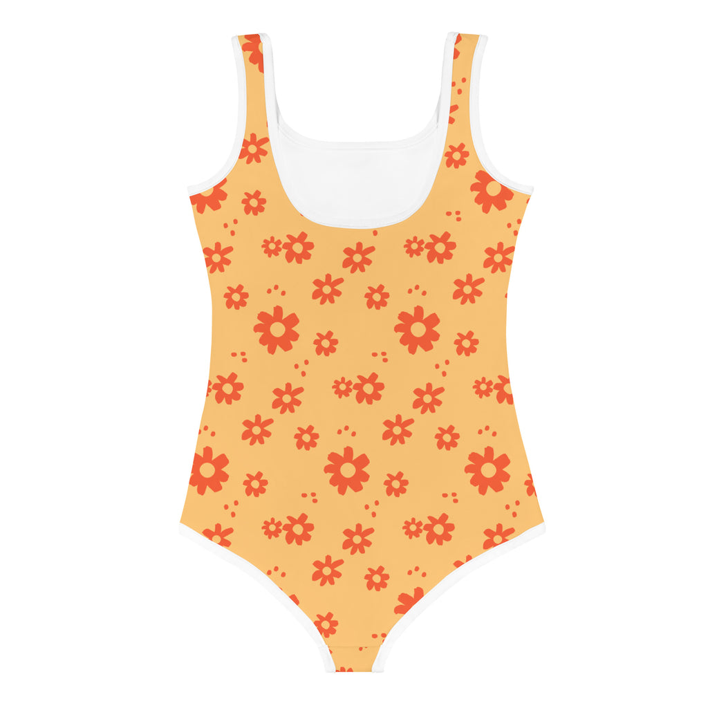 SUCCESS WIRE Power Flower Chardonnay Orange Swimsuit for Little Girls (2T-7)