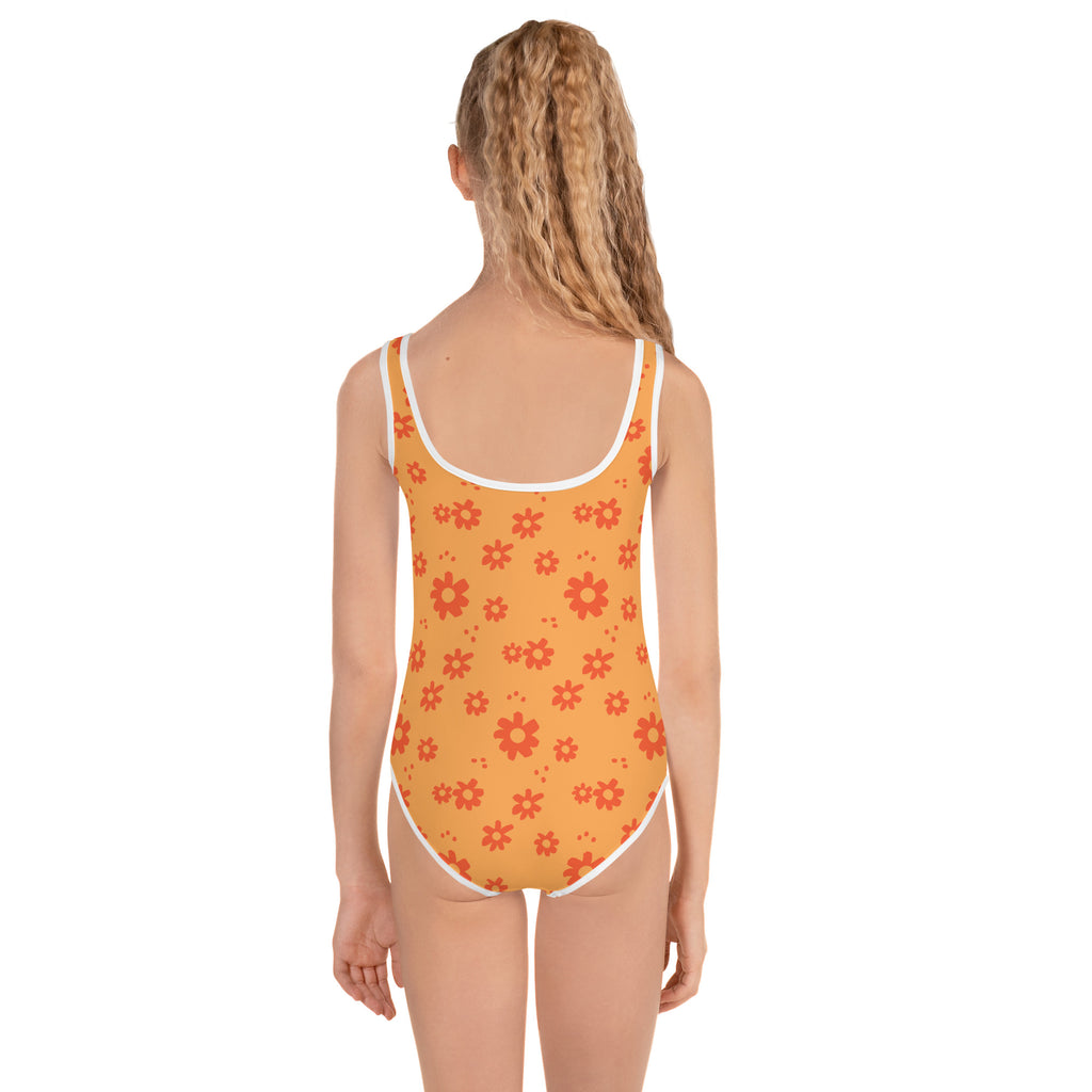 SUCCESS WIRE Power Flower Orange Rose Swimsuit for Little Girls (2T-7)