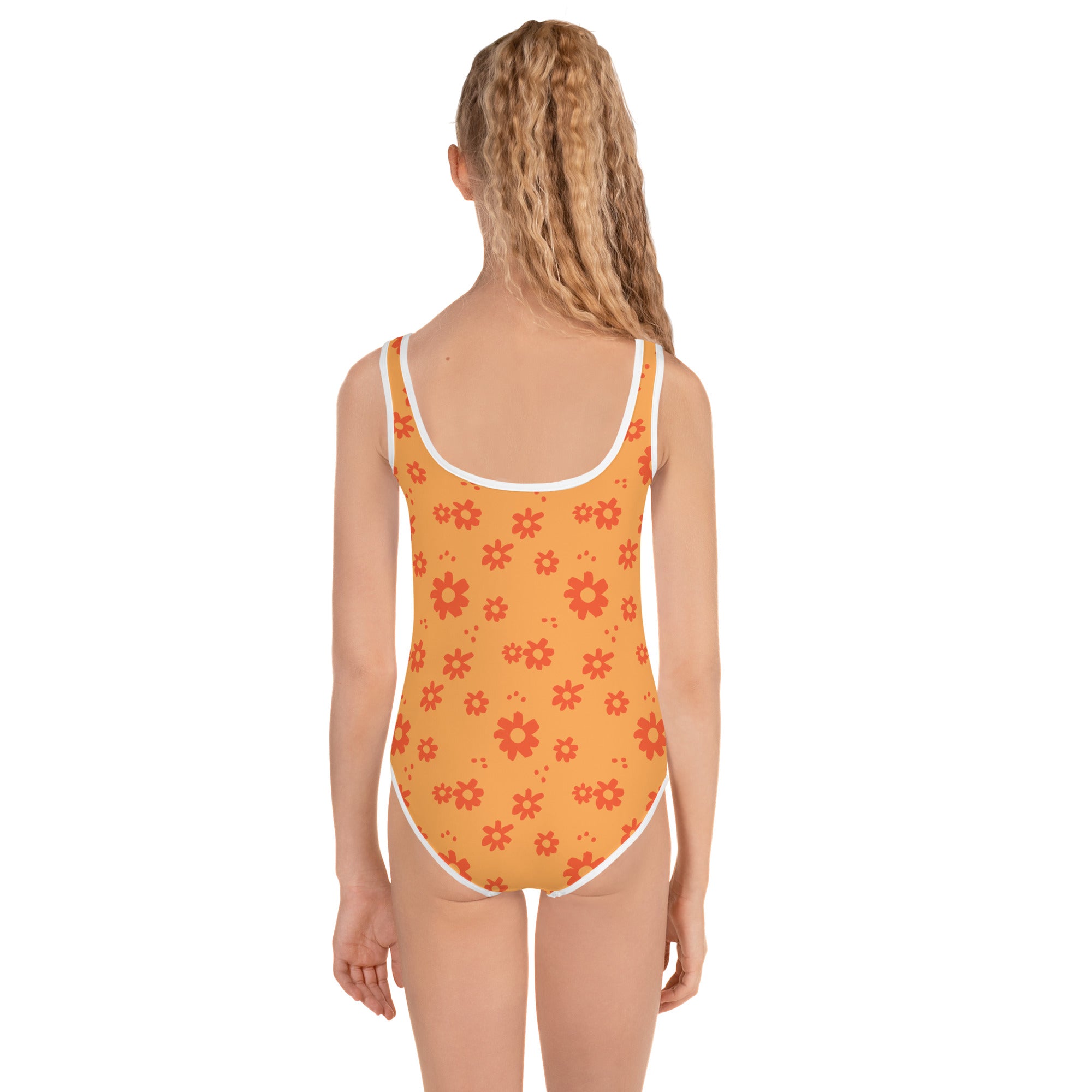 SUCCESS WIRE Power Flower Orange Rose Swimsuit for Little Girls (2T-7)