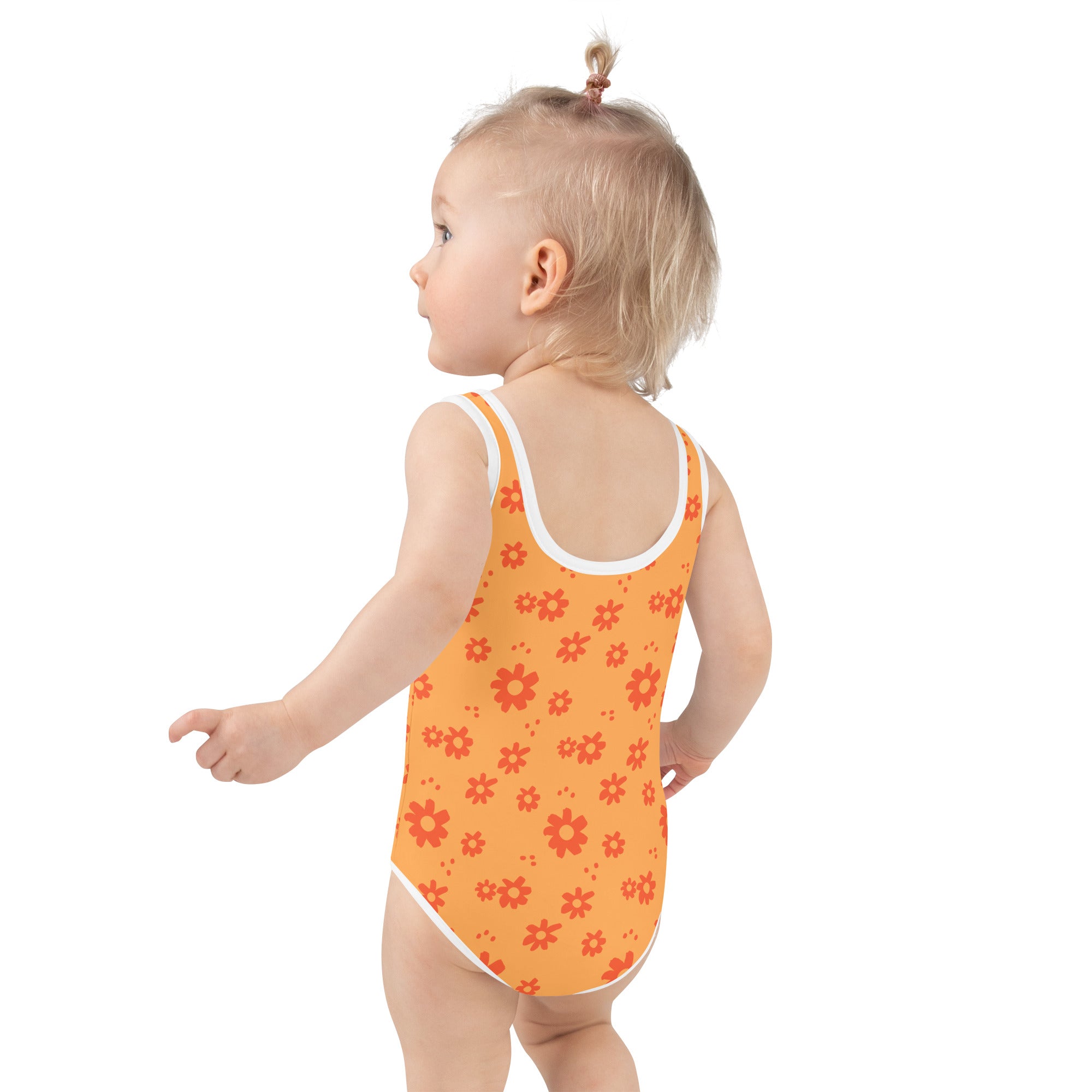 SUCCESS WIRE Power Flower Orange Rose Swimsuit for Little Girls (2T-7)