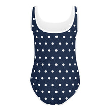 Load image into Gallery viewer, SUCCESS WIRE Navy Polka Dot Swimsuit for Little Girls (2T-7)
