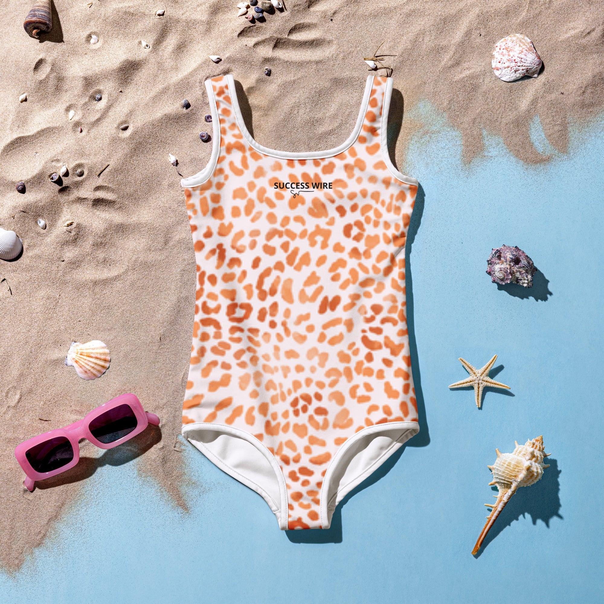 SUCCESS WIRE Orange Leopard Swimsuit for Little Girls (2T-7)