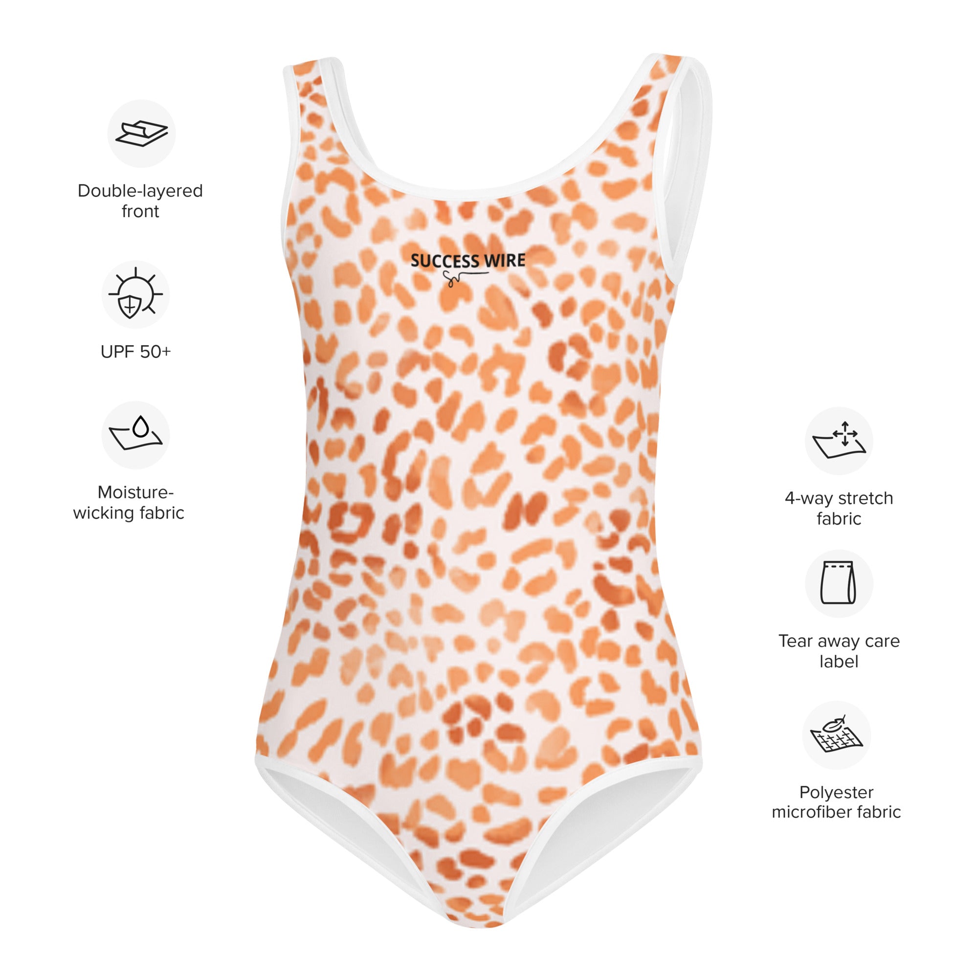 SUCCESS WIRE Orange Leopard Swimsuit for Little Girls (2T-7)