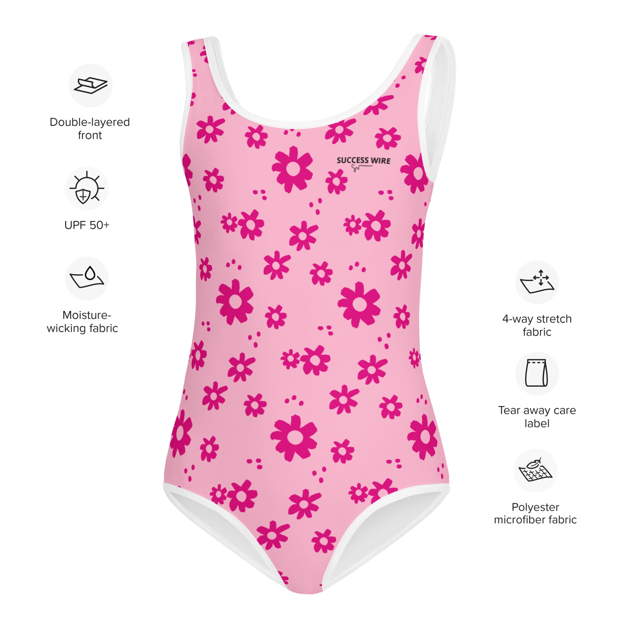 SUCCESS WIRE Power Flower Pink Swimsuit for Little Girls (2T-7)