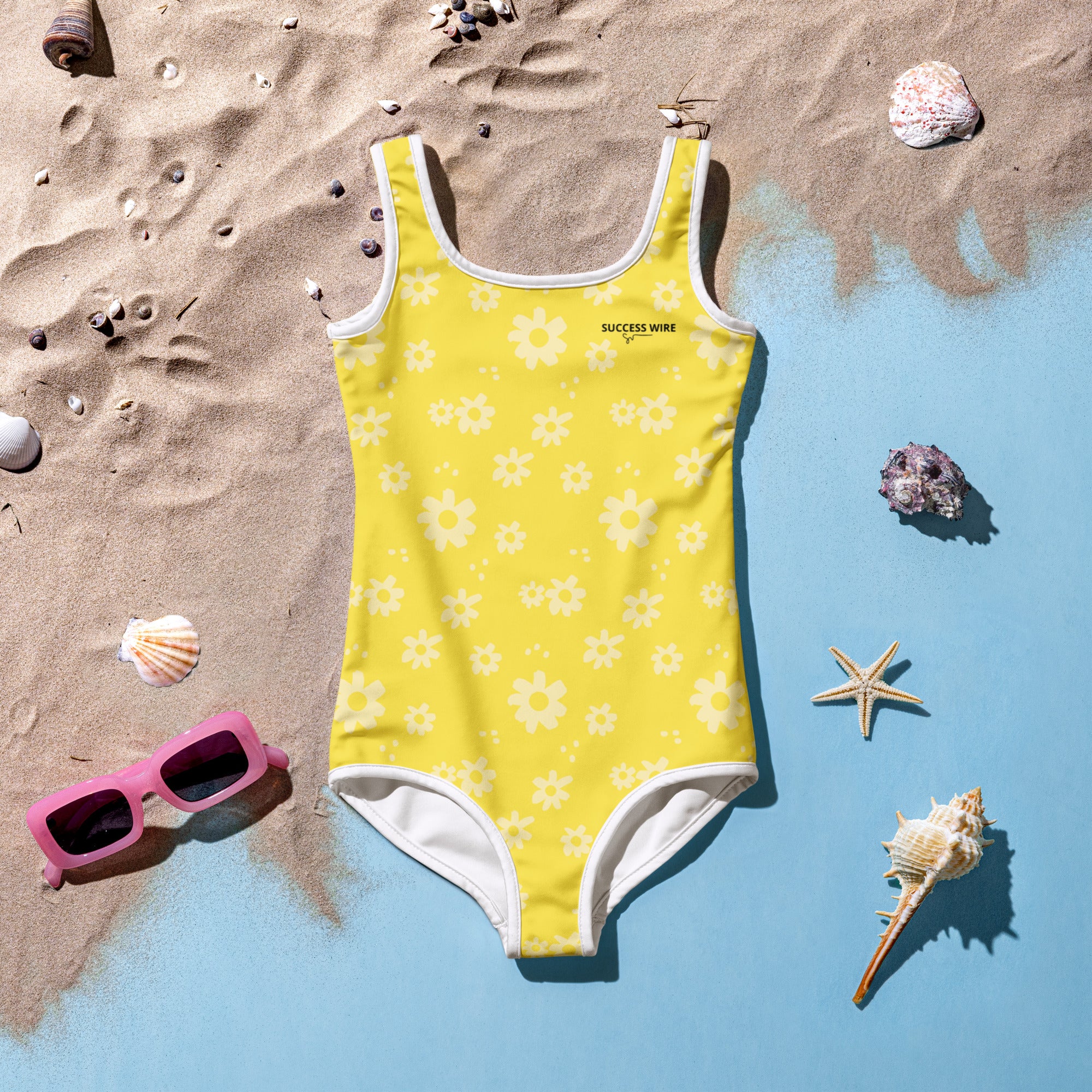 SUCCESS WIRE Power Flower Yellow Swimsuit for Little Girls (2T-7)
