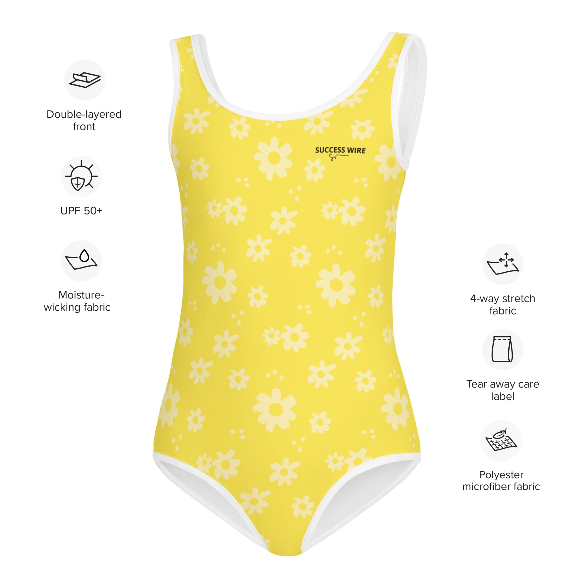 SUCCESS WIRE Power Flower Yellow Swimsuit for Little Girls (2T-7)
