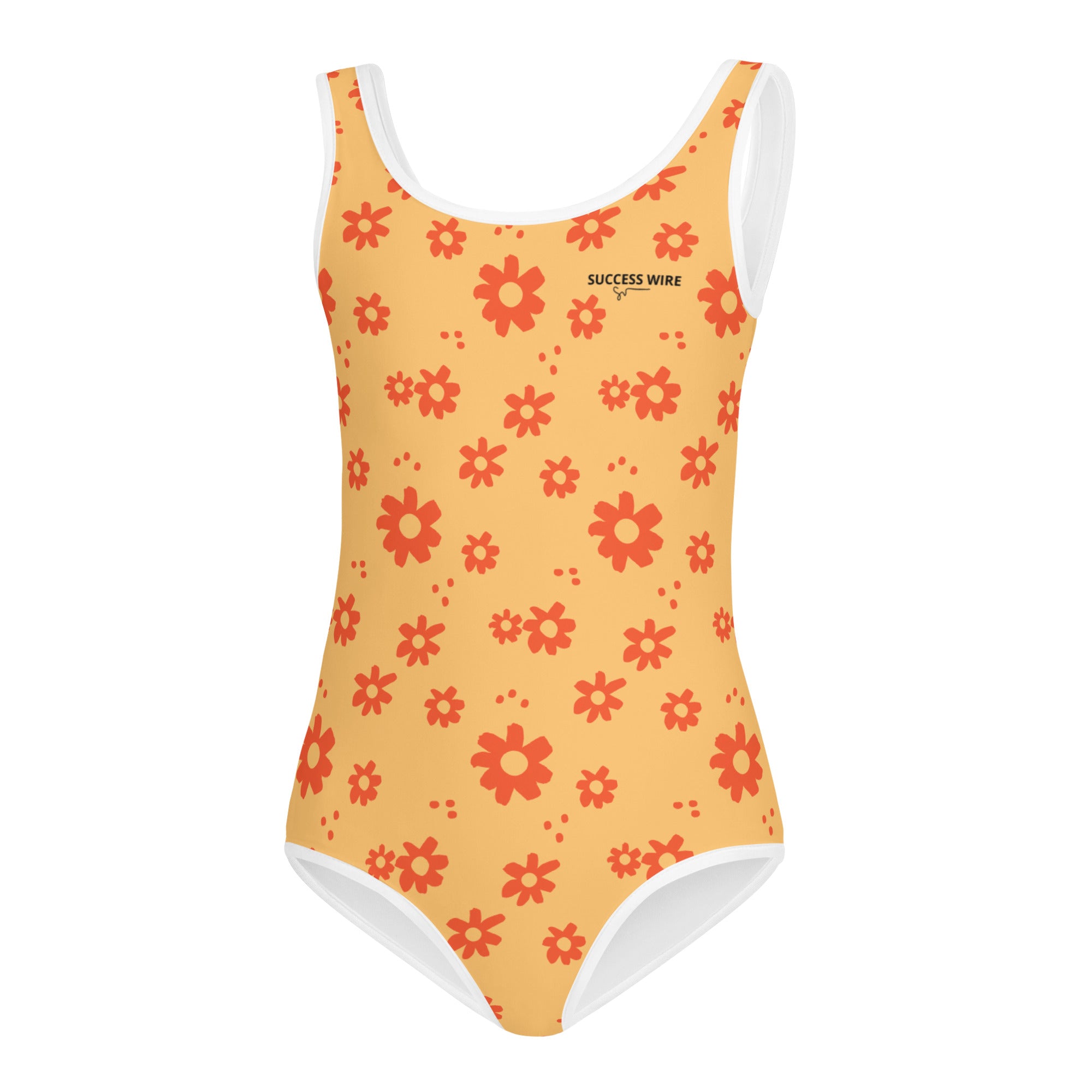 SUCCESS WIRE Power Flower Chardonnay Orange Swimsuit for Little Girls (2T-7)