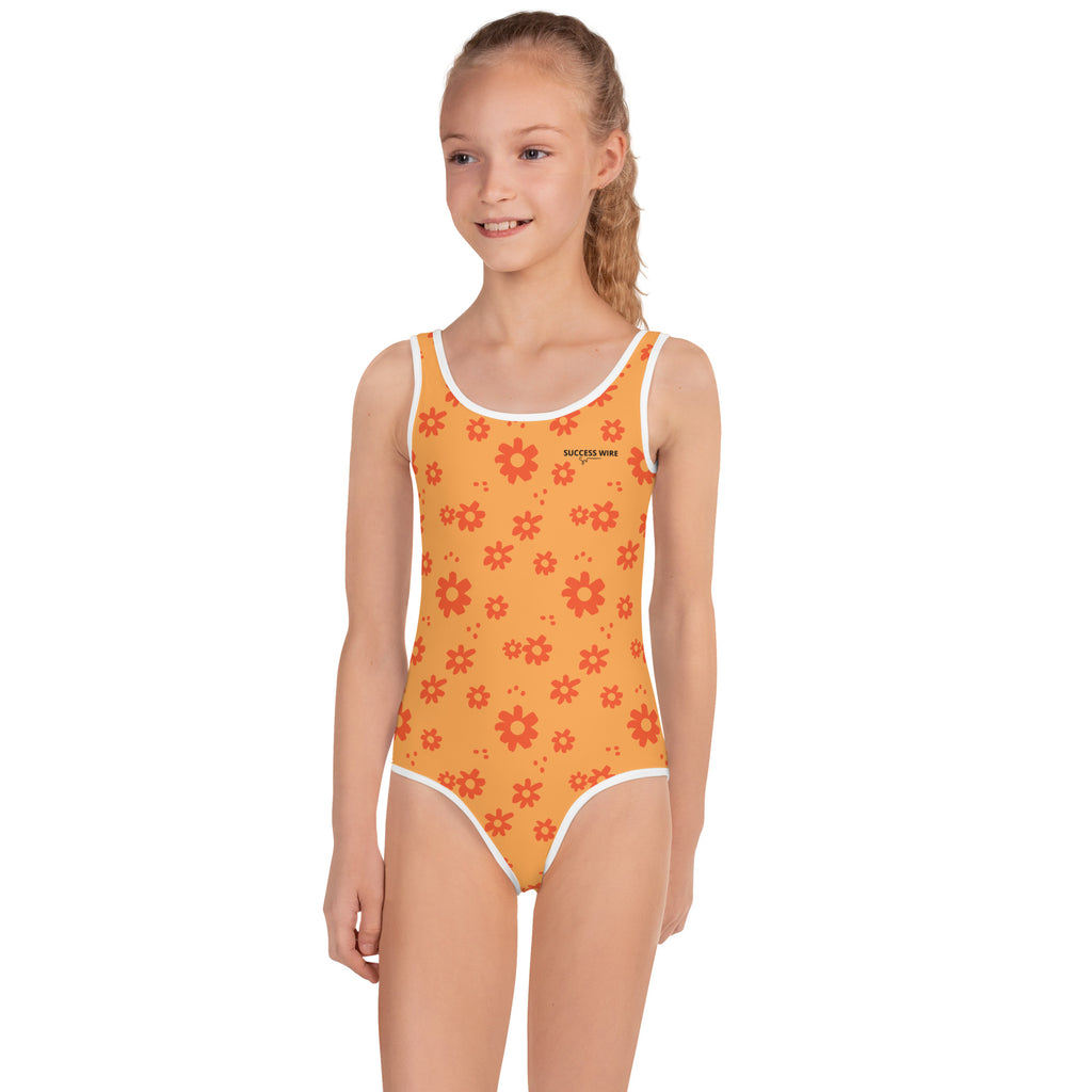 SUCCESS WIRE Power Flower Orange Rose Swimsuit for Little Girls (2T-7)