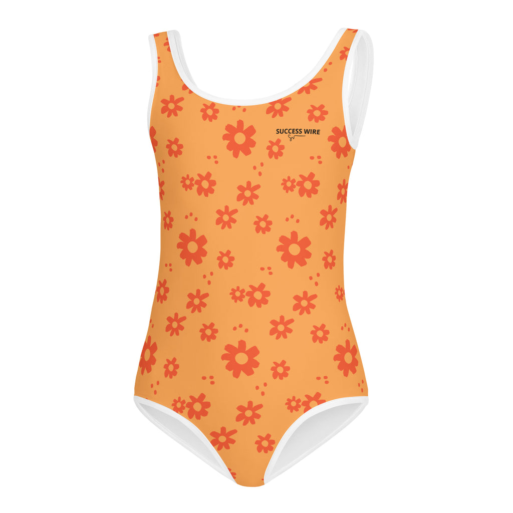 SUCCESS WIRE Power Flower Orange Rose Swimsuit for Little Girls (2T-7)