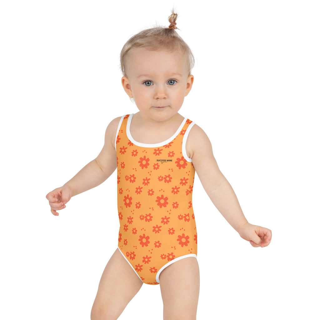 SUCCESS WIRE Power Flower Orange Rose Swimsuit for Little Girls (2T-7)