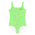 SUCCESS WIRE Lime Breeze Swimsuit for Little Girls with Pastel Tropical Leaves (2T-7)