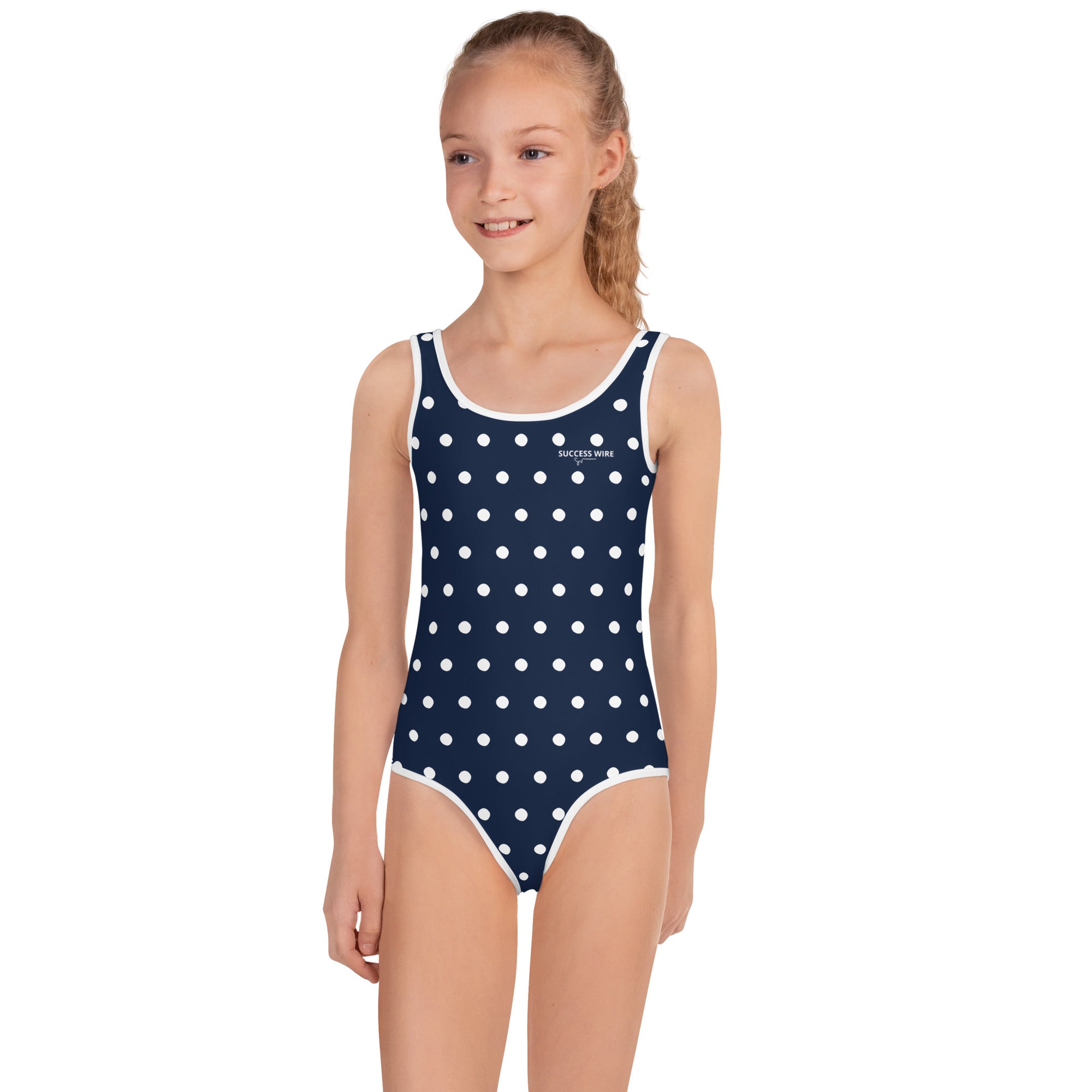 SUCCESS WIRE Navy Polka Dot Swimsuit for Little Girls (2T-7)