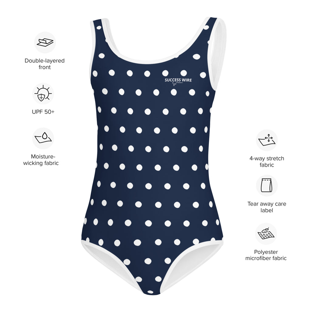 SUCCESS WIRE Navy Polka Dot Swimsuit for Little Girls (2T-7)