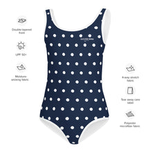 Load image into Gallery viewer, SUCCESS WIRE Navy Polka Dot Swimsuit for Little Girls (2T-7)
