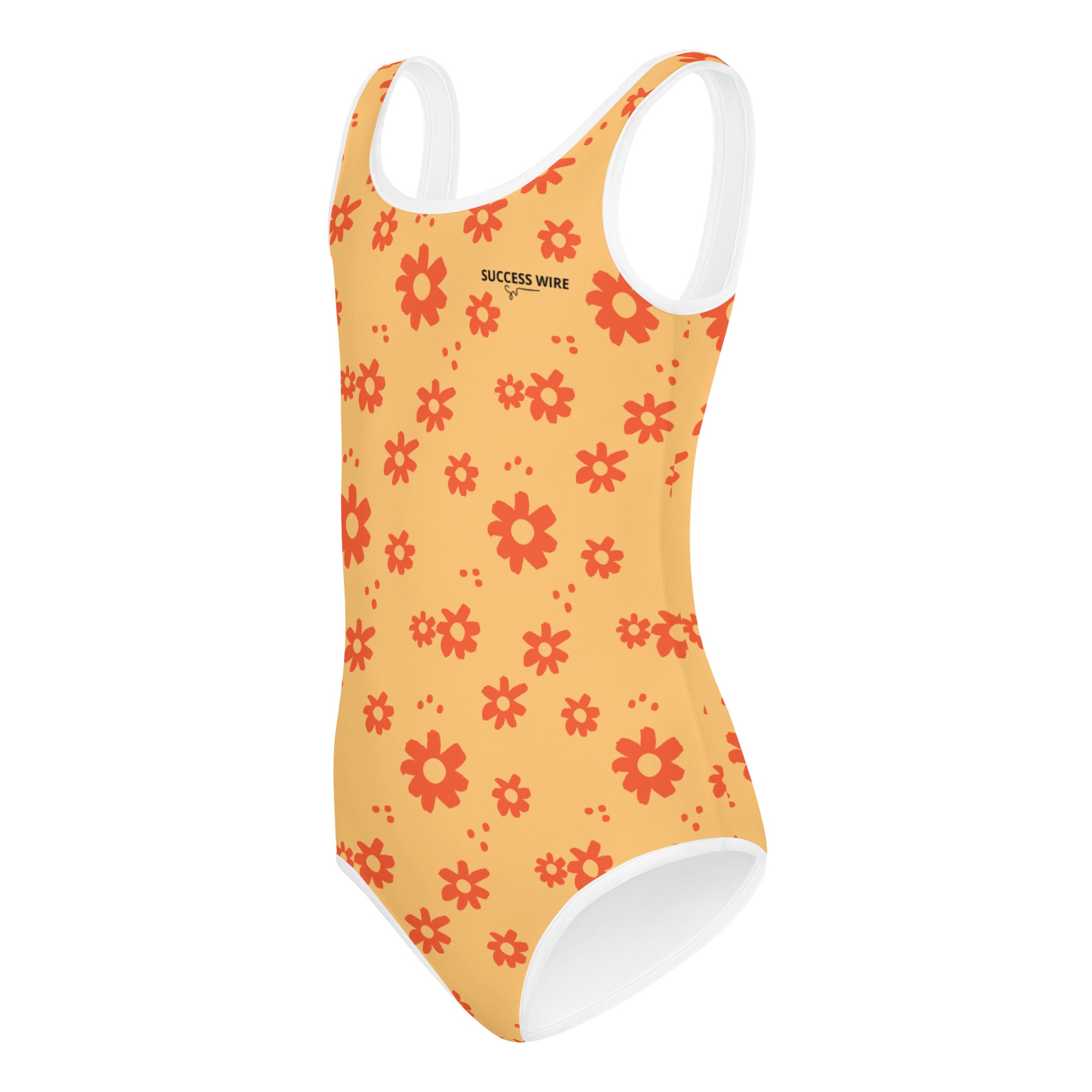 SUCCESS WIRE Power Flower Chardonnay Orange Swimsuit for Little Girls (2T-7)