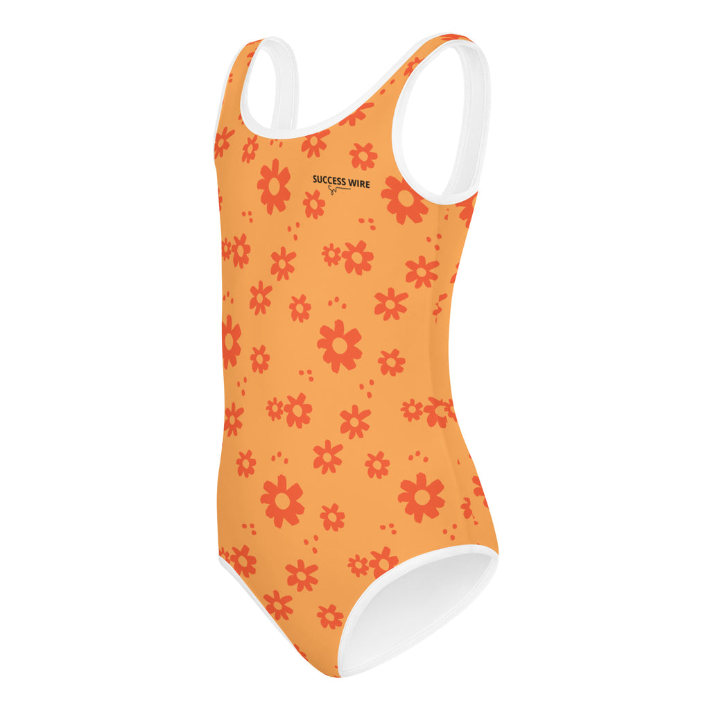 SUCCESS WIRE Power Flower Orange Rose Swimsuit for Little Girls (2T-7)