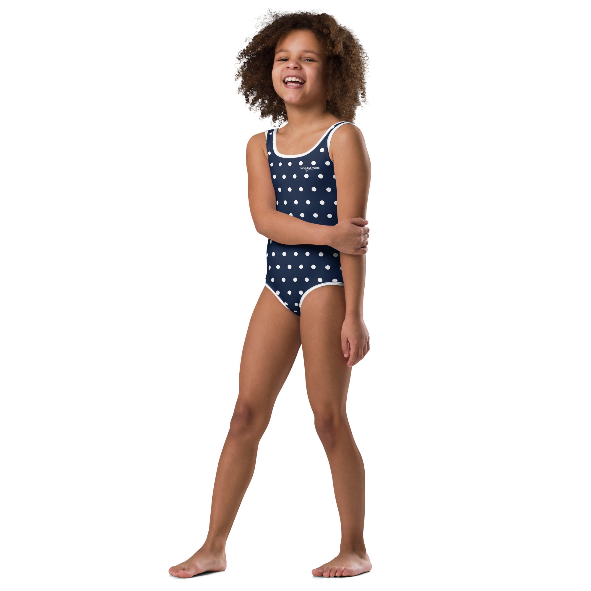 SUCCESS WIRE Navy Polka Dot Swimsuit for Little Girls (2T-7)