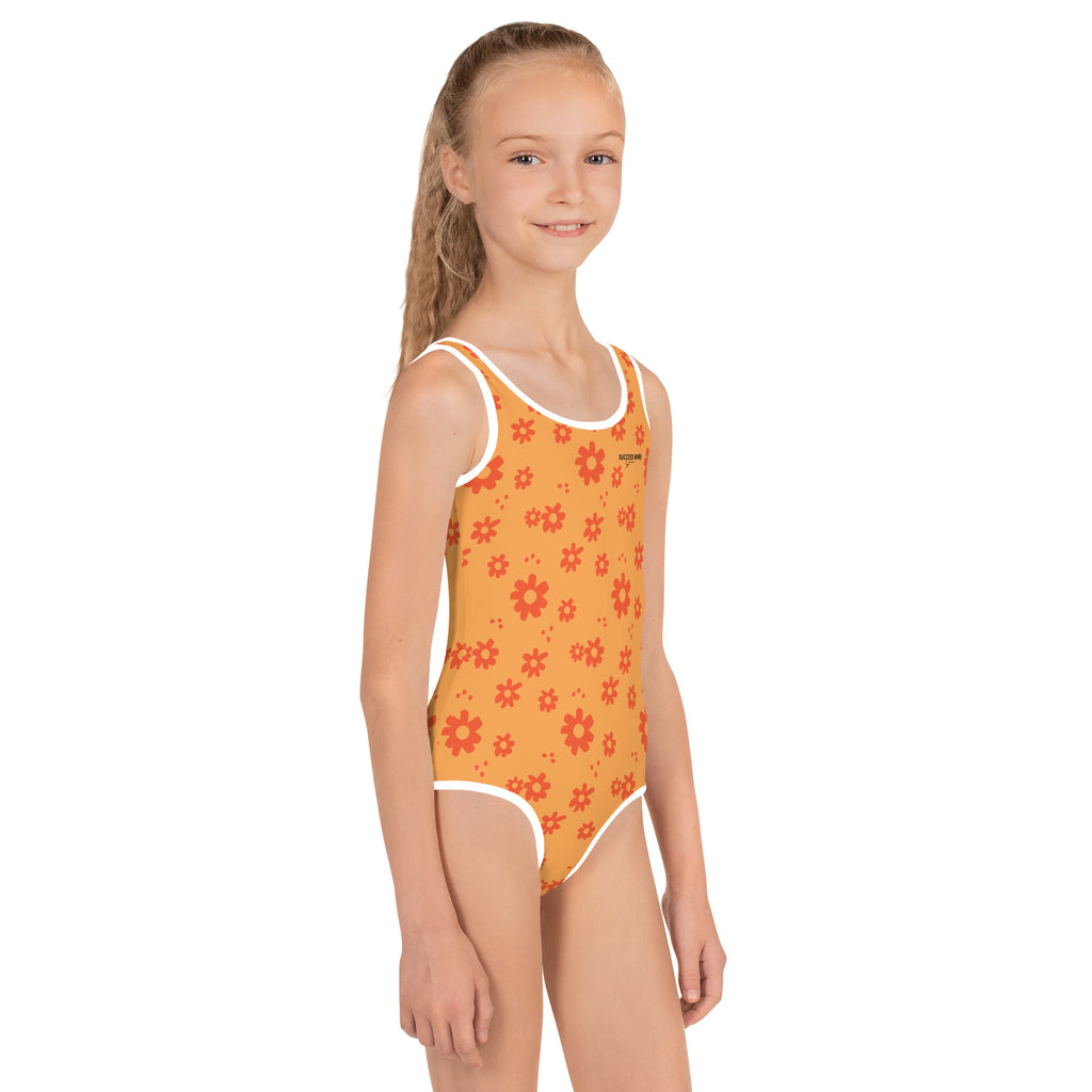 SUCCESS WIRE Power Flower Orange Rose Swimsuit for Little Girls (2T-7)