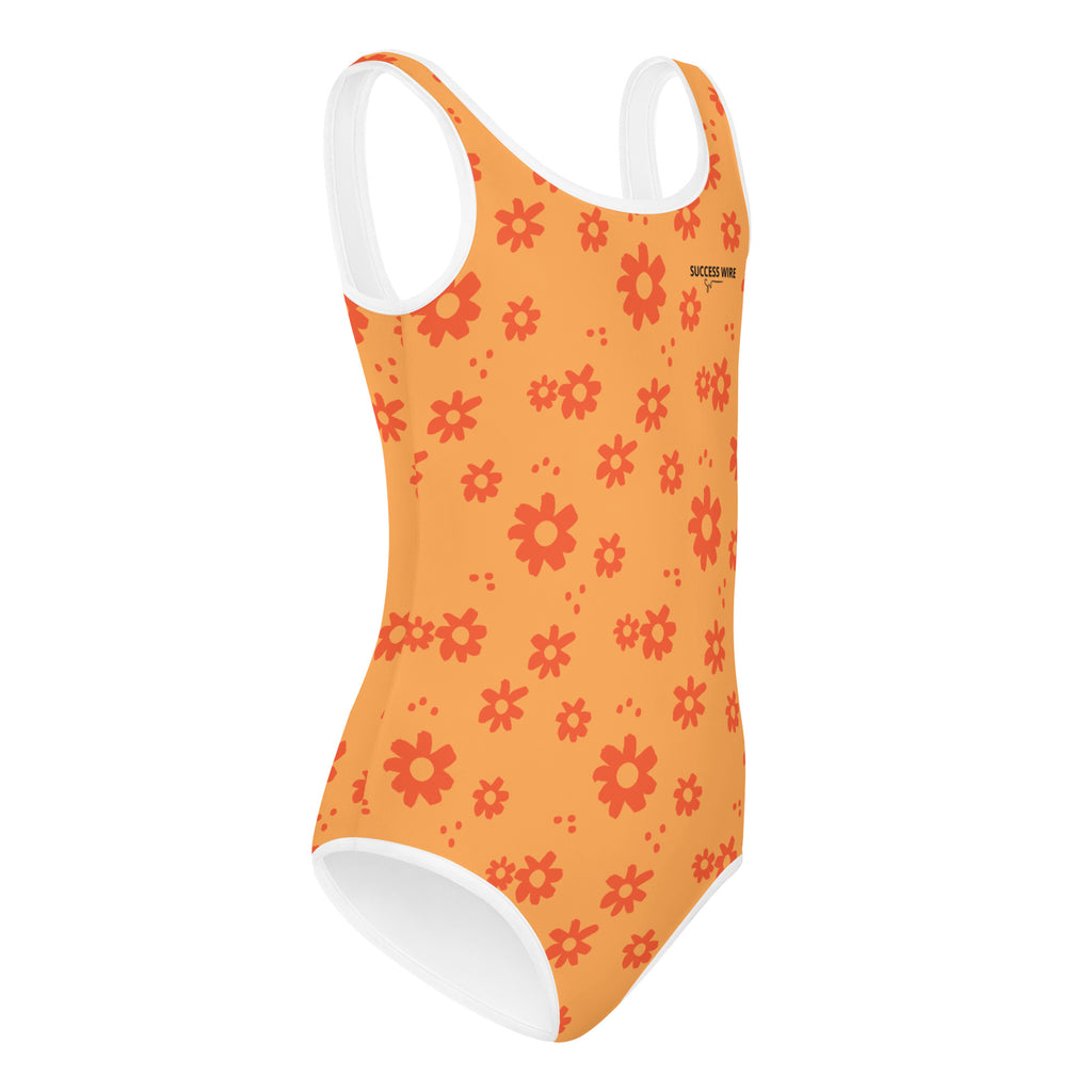 SUCCESS WIRE Power Flower Orange Rose Swimsuit for Little Girls (2T-7)