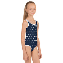 Load image into Gallery viewer, SUCCESS WIRE Navy Polka Dot Swimsuit for Little Girls (2T-7)
