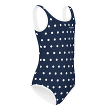 Load image into Gallery viewer, SUCCESS WIRE Navy Polka Dot Swimsuit for Little Girls (2T-7)
