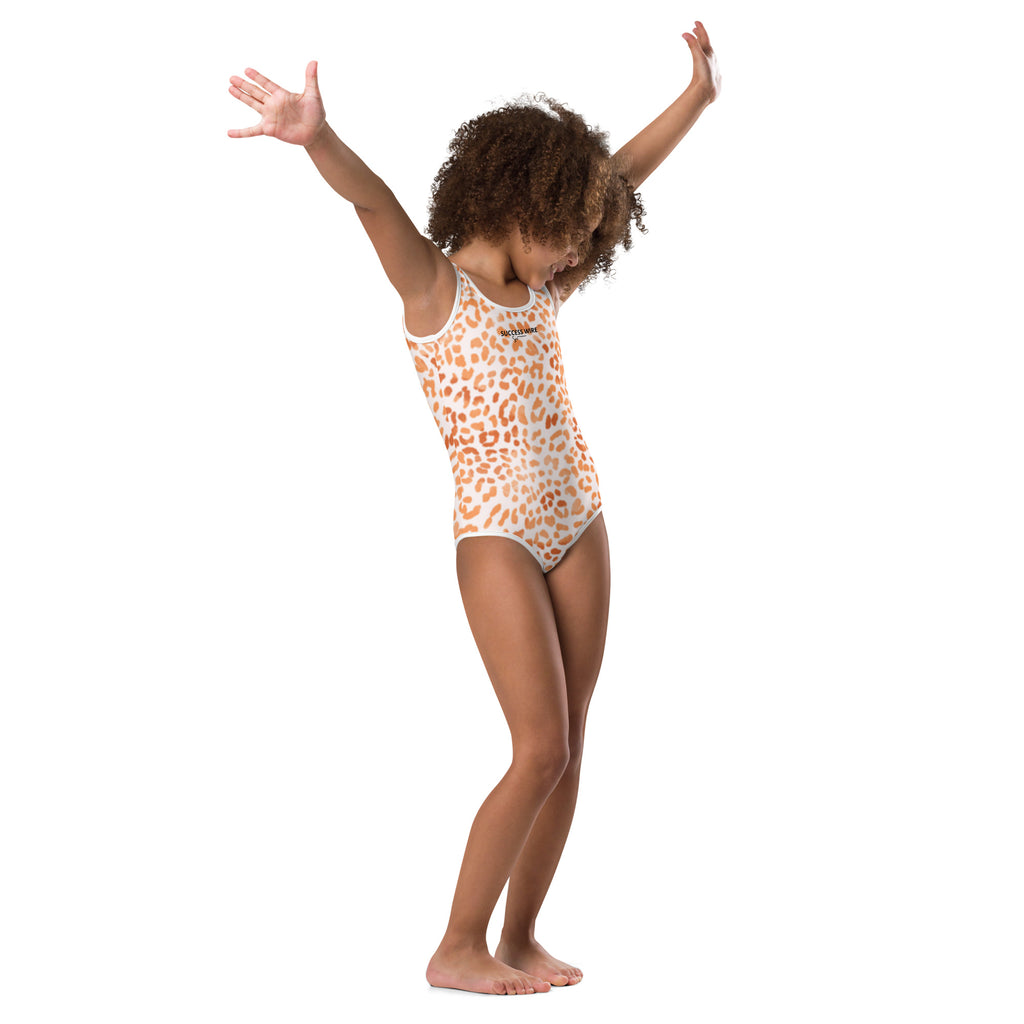 SUCCESS WIRE Orange Leopard Swimsuit for Little Girls (2T-7)