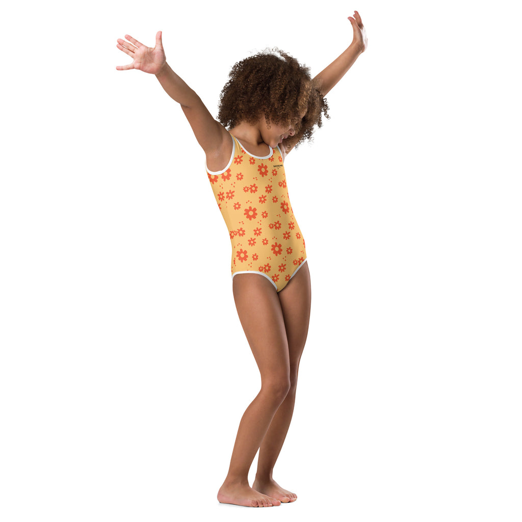 SUCCESS WIRE Power Flower Chardonnay Orange Swimsuit for Little Girls (2T-7)