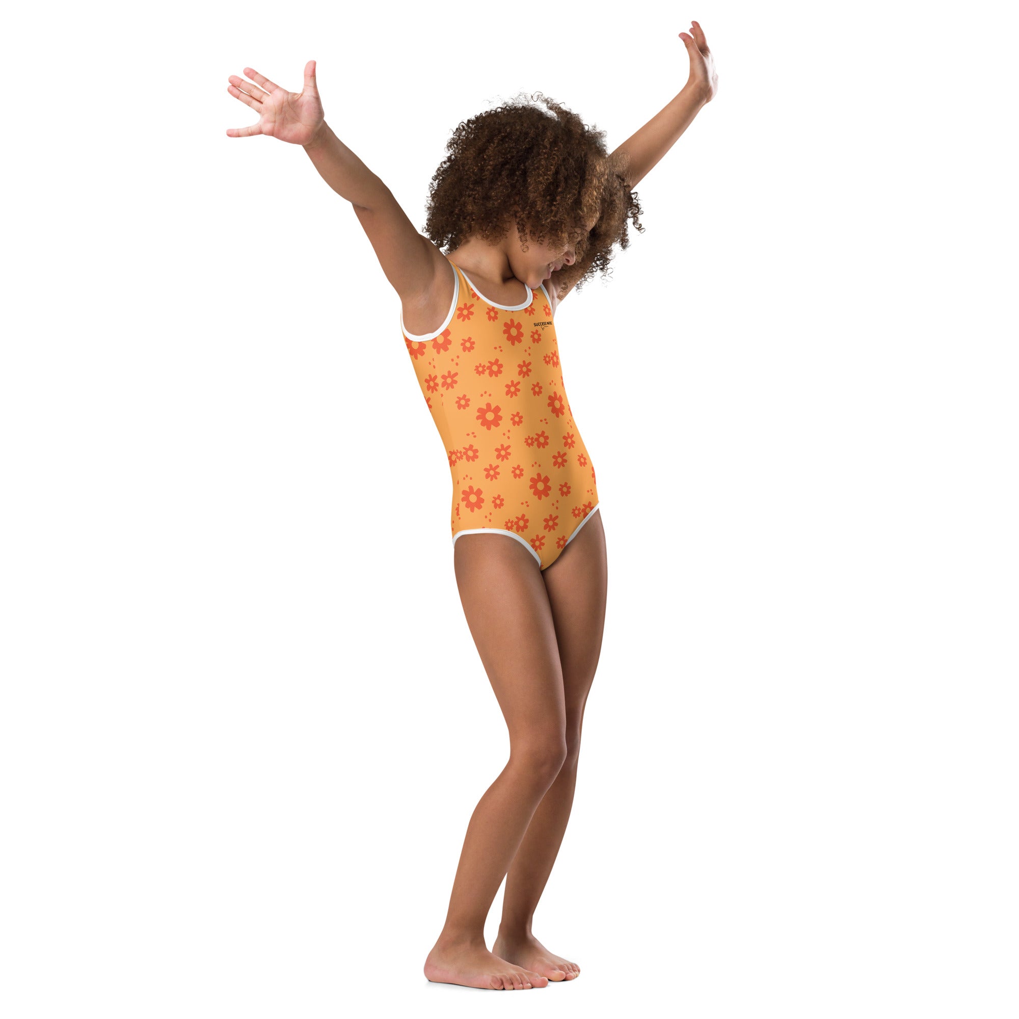SUCCESS WIRE Power Flower Orange Rose Swimsuit for Little Girls (2T-7)