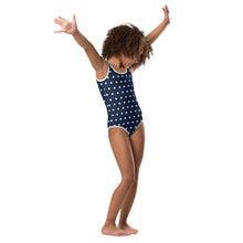 Load image into Gallery viewer, SUCCESS WIRE Navy Polka Dot Swimsuit for Little Girls (2T-7)
