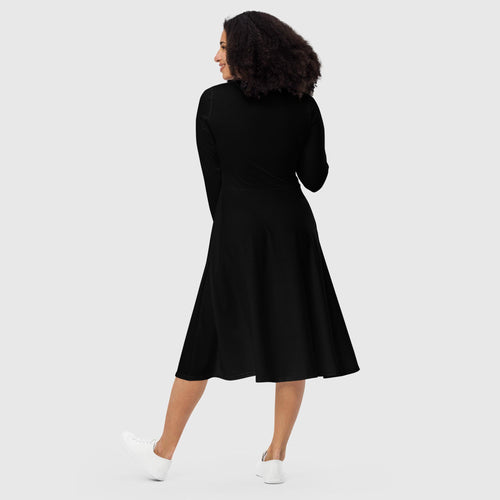 SUCCESS WIRE Black Elegance Long Sleeve Midi Dress