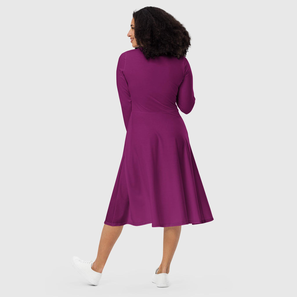 SUCCESS WIRE Eggplant Purple Passion Long Sleeve Midi Dress