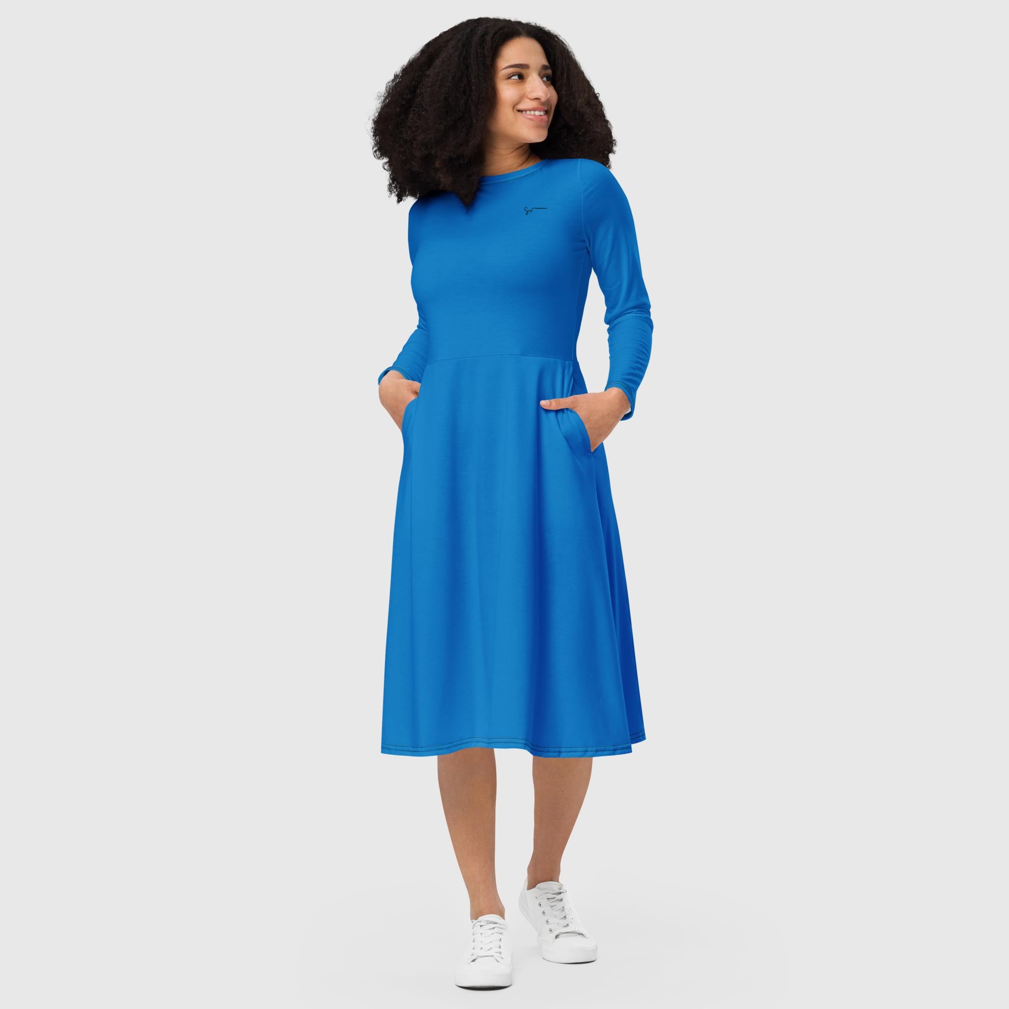 SUCCESS WIRE Blue Oasis Long Sleeve Midi Dress