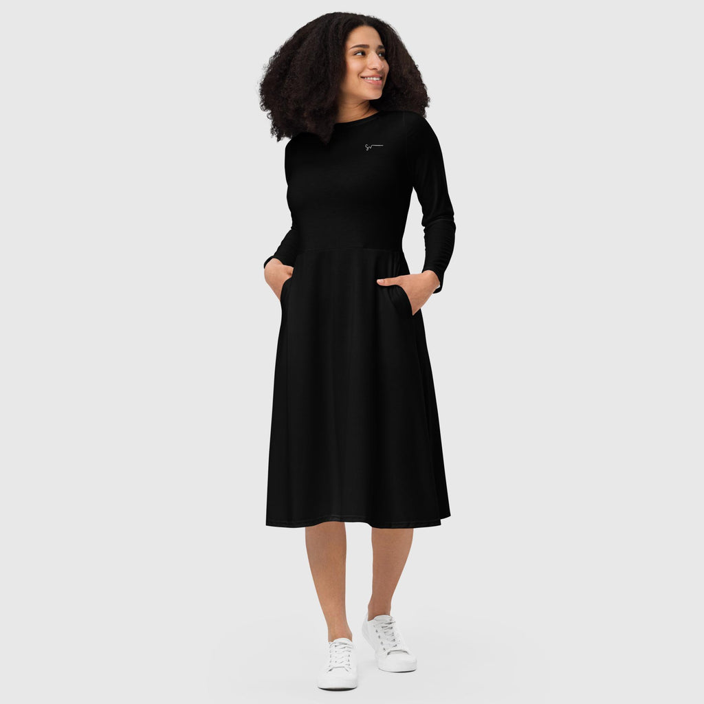SUCCESS WIRE Black Elegance Long Sleeve Midi Dress